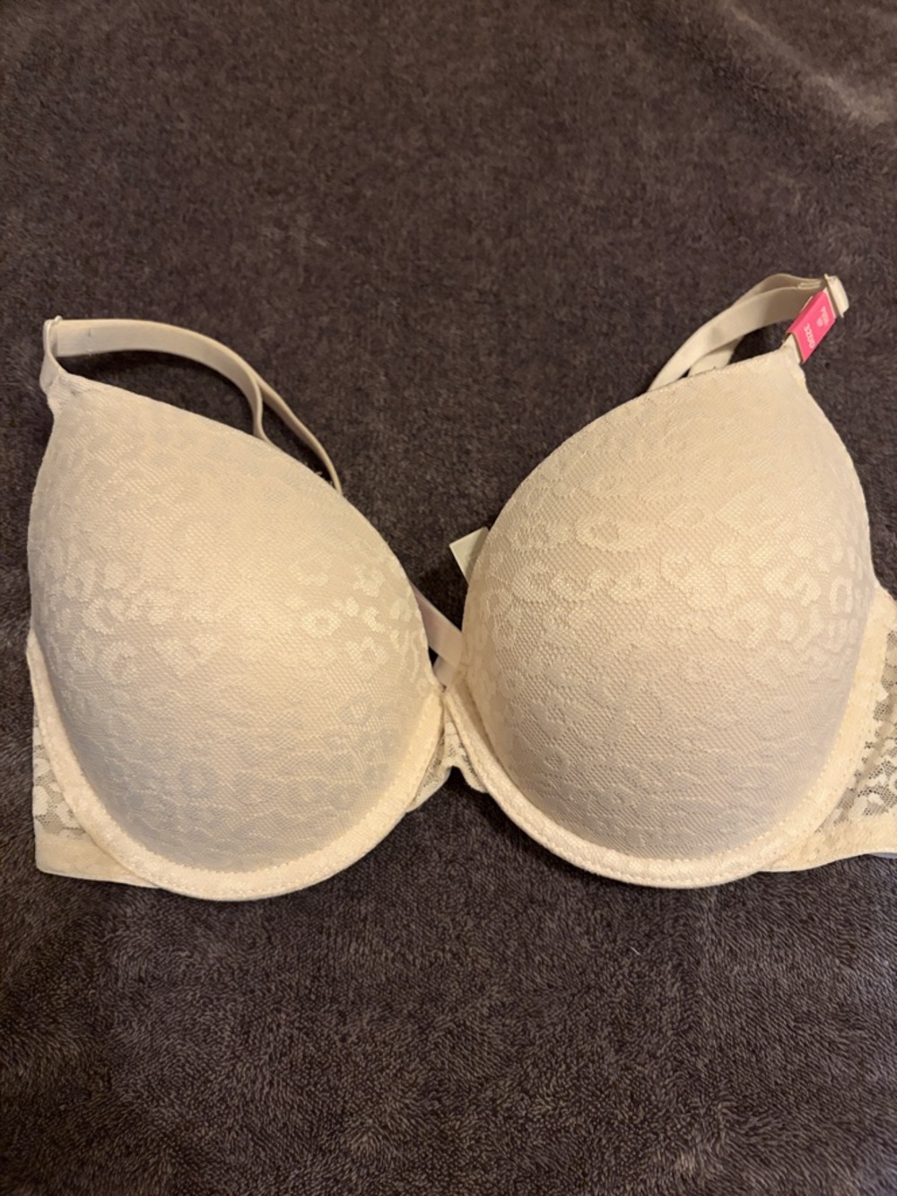 PINK Victoria's Secret Cream Lace Push-Up Bra